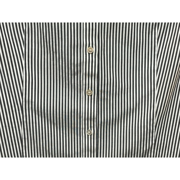 Talbots Size 16 Grey White Stripe Button Front Top Wrinkle Resistant Flip Cuff - Picture 5 of 9